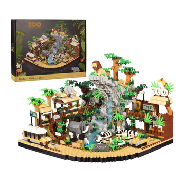 Zoo Building Model Set, 4800 Pcs Desert Zoo Micro Building Toys, Creative Zoological Park Model Set, Micro Particle Modular Building House, Gift