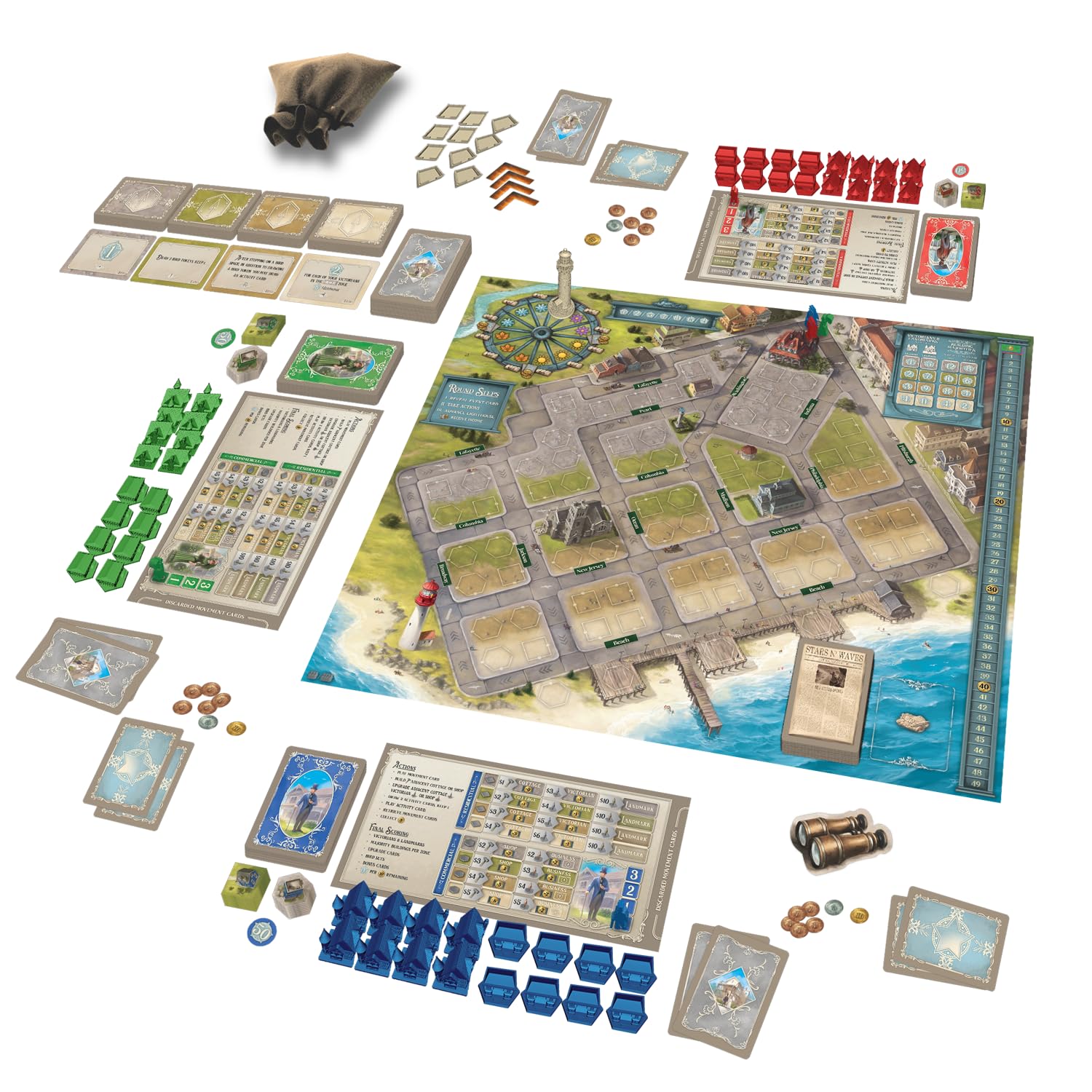 Cape May Board Game | Manage The Historic Seaside Resort Town | Strategy Resource Management Set Collection | 60-90 Minutes Thematic Family Board Game