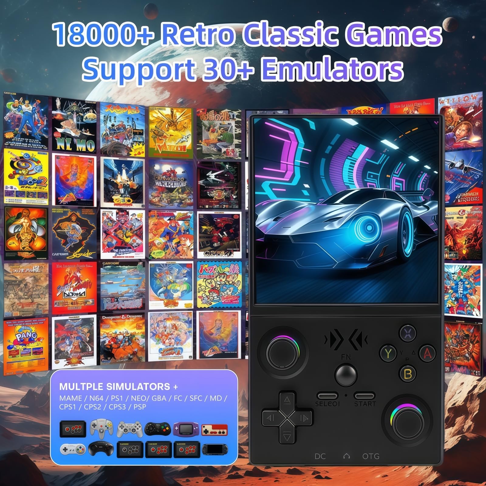 XF40V Retro Handheld Game Console, 4.0 Inch IPS HD Screen,Interchangeable Arcade Stick,Linux System, Preloaded Classic Games with Multiple Emulators