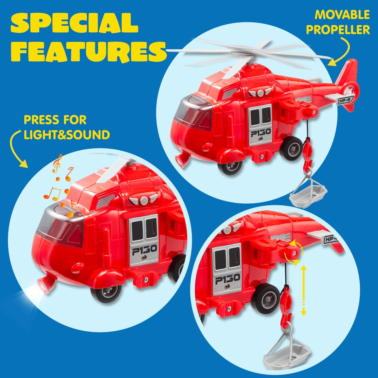 JOYIN Toddler Fire Truck Toys for 3 4 5 6 7 Year Old Boys - Fire Engine, Emergency Vehicle, Kids Firetruck, Friction Powered Car with Lights