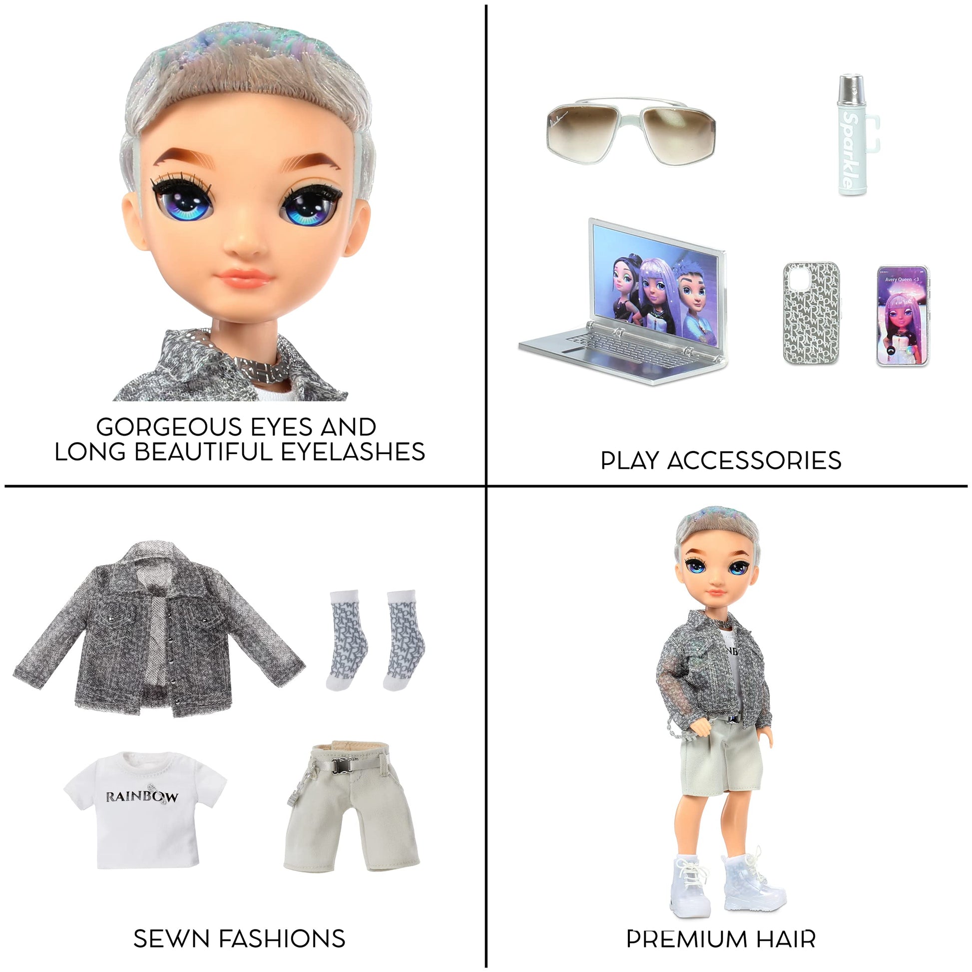 Rainbow High Aidan- Purple Boy Fashion Doll. Fashionable Outfit & 10+ Colorful Play Accessories. for Kids 4-12 Years Old and Collectors.