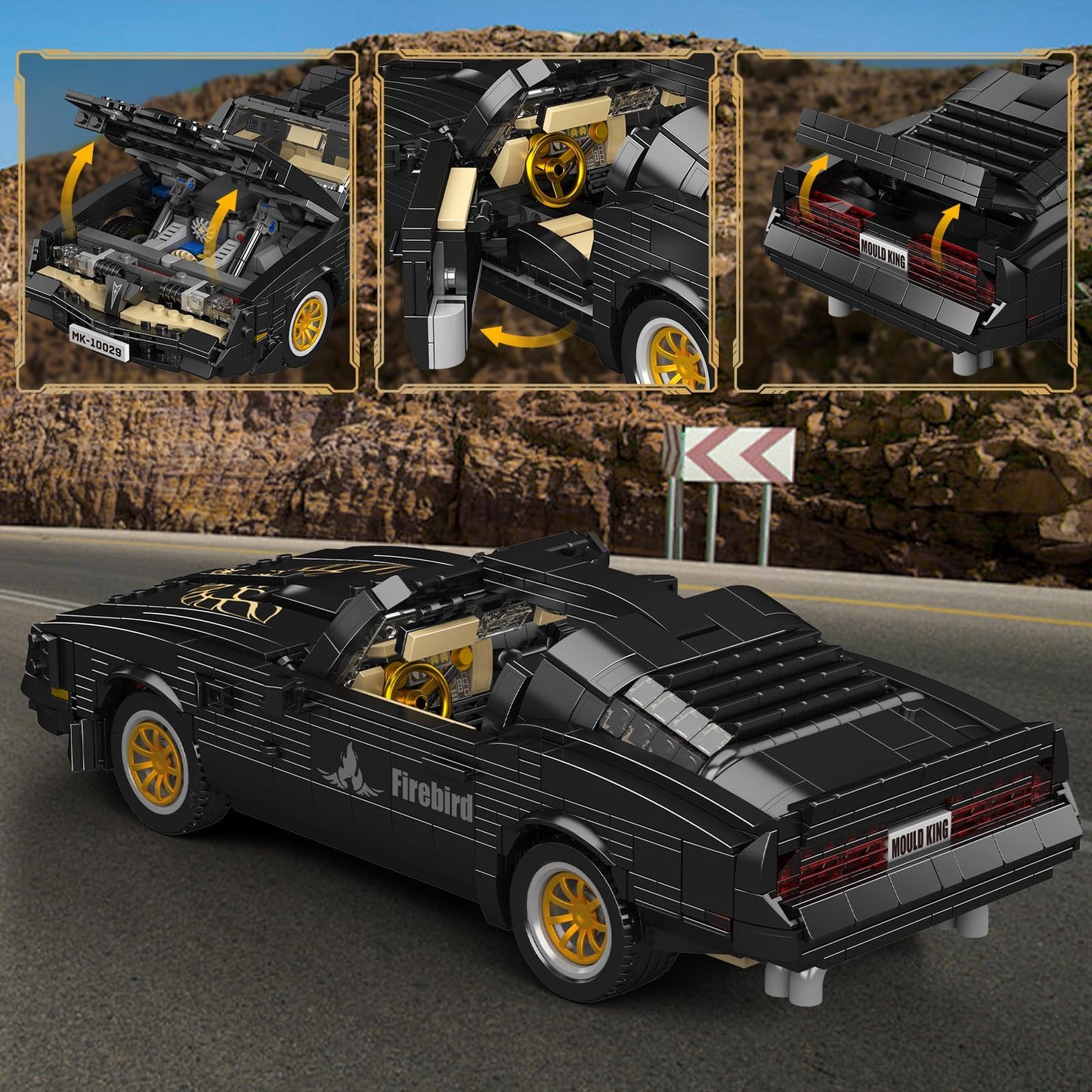 Mould King 10029 Technical Sports Car Building Sets,1557+ PCS Firebird Muscle Car Model, Creative Construction Toy for Teens and Adults 14+