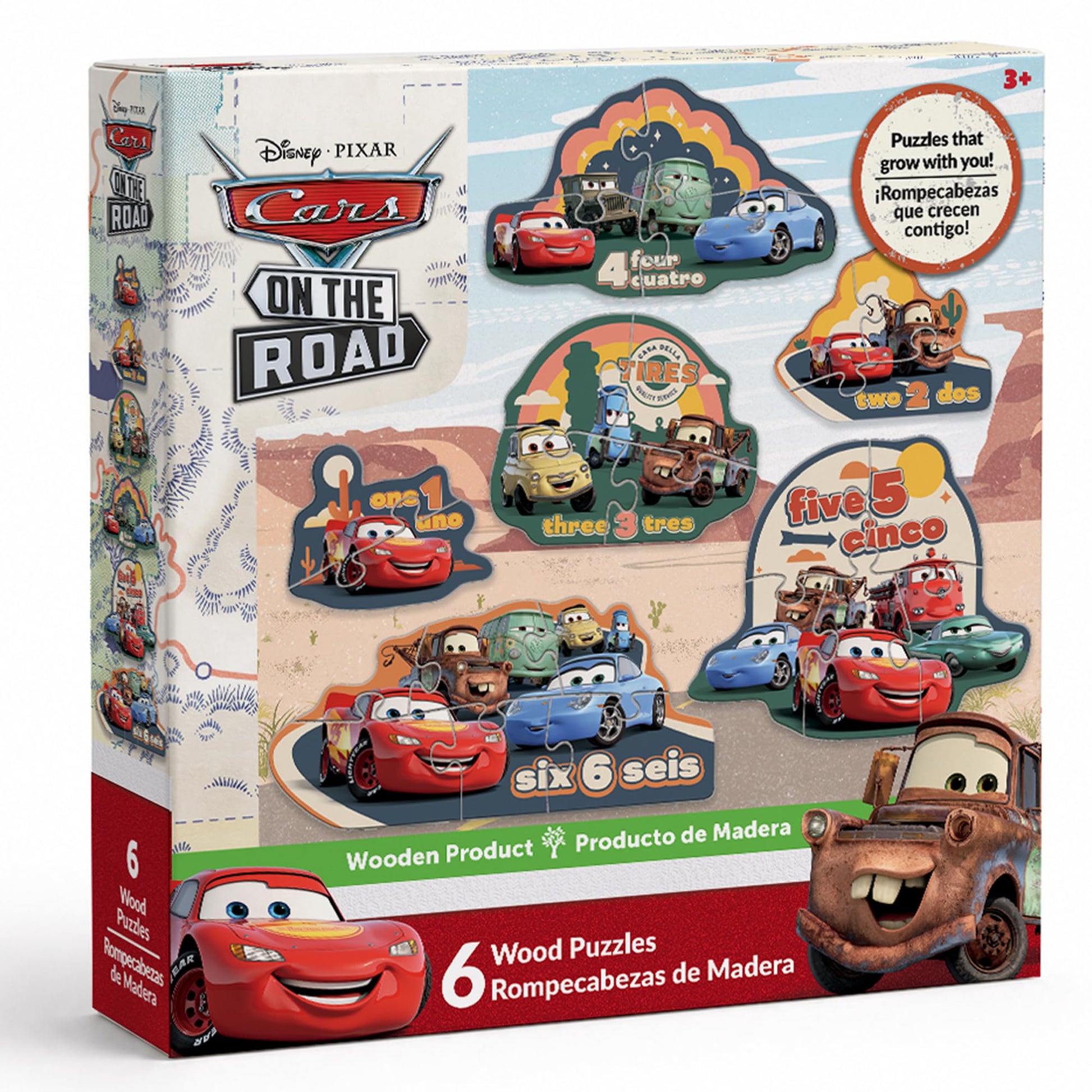 MasterPieces Disney Cars 6-Pack Mini Shaped Wood Jigsaw Puzzles