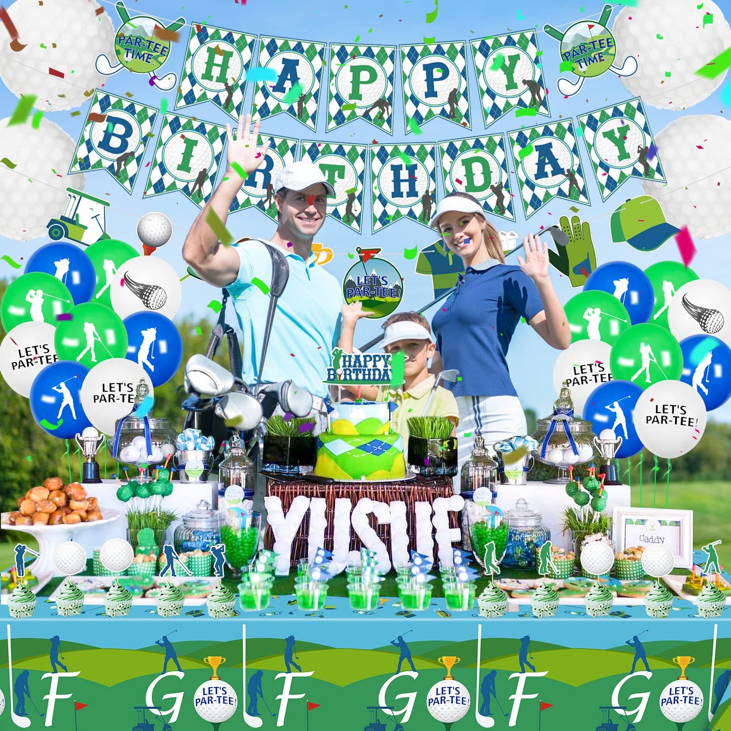 QUERICKY 4 Pack Golf Tablecloths, 51x87" Plastic Disposable Rectangle Table Cover for Golf Party Decorations & Events