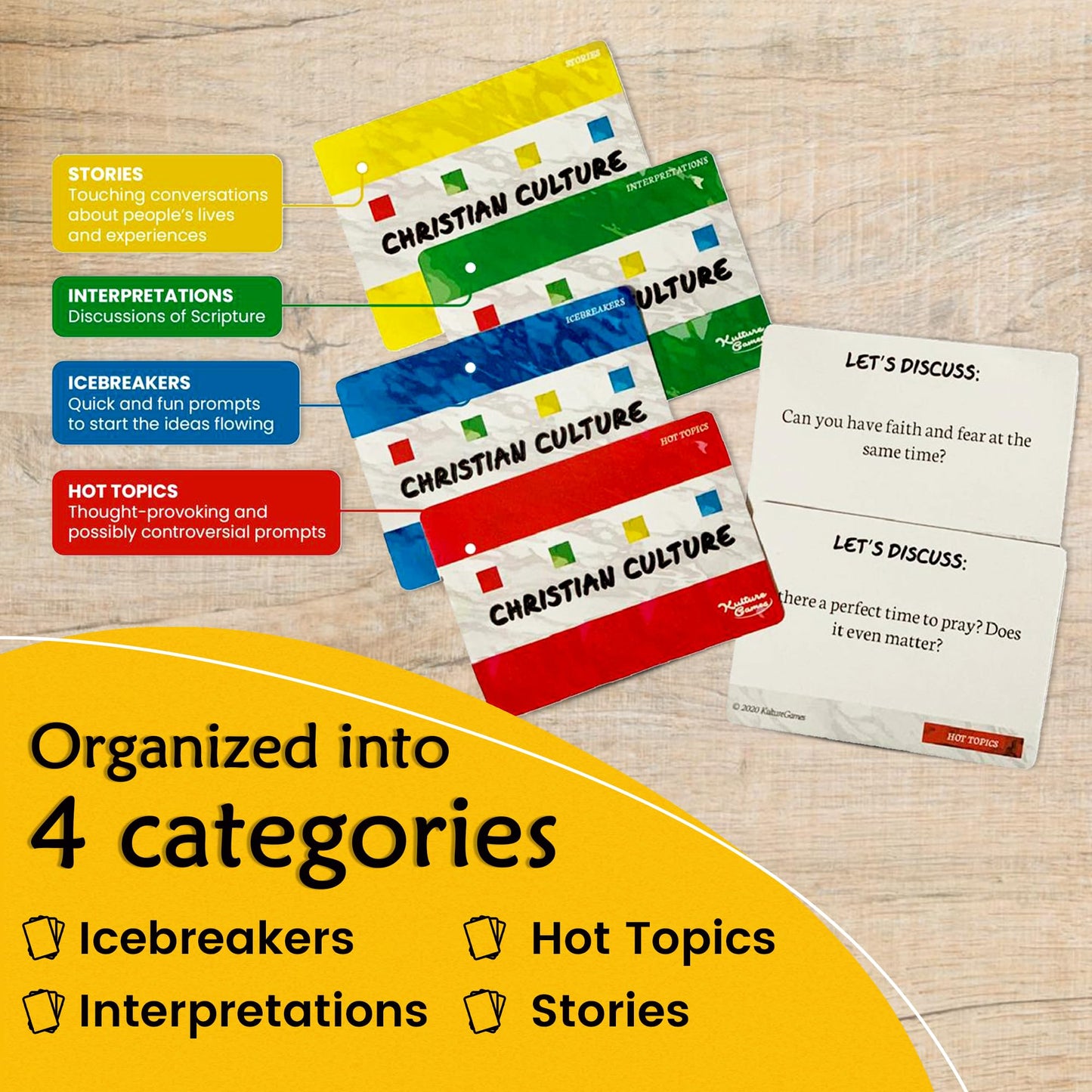 Kulture Games Christian Culture - The Game of Conversations - Fun & Thought Provoking Starters About God, Christianity & Life - Cards for Bible Study