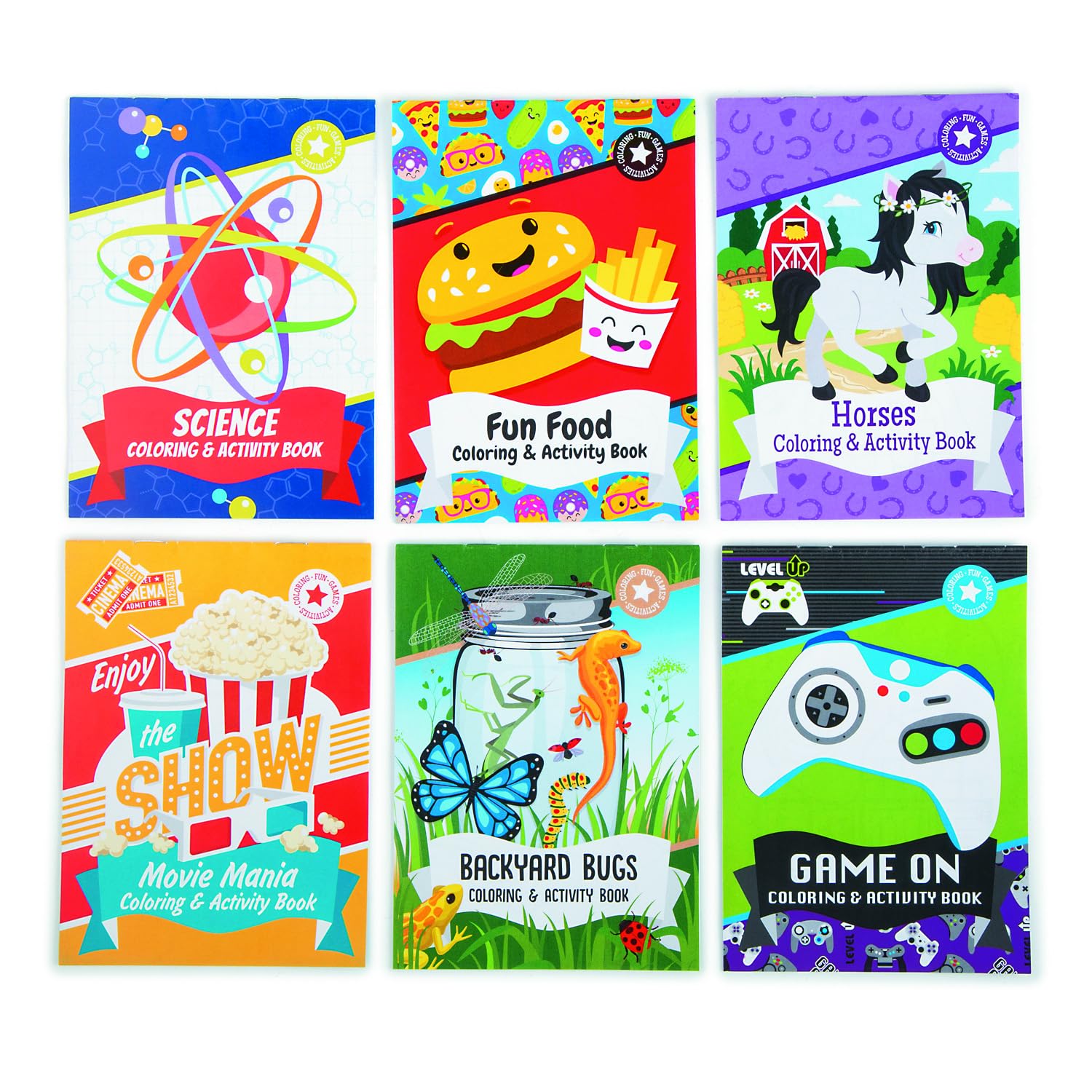 Fun Express 5" x 7" 12 pg. Bulk 72 Pc. Coloring Pages & Puzzles Activity Pad Assortment, Classroom, Dental and Medical Office Waiting Room Activities