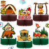 Sumind Camping Party Decoration, 6 Pcs Happy Camper Honeycomb Centerpieces Table Decor Adventure Cake Topper for Birthday Shower Campfire Adventure