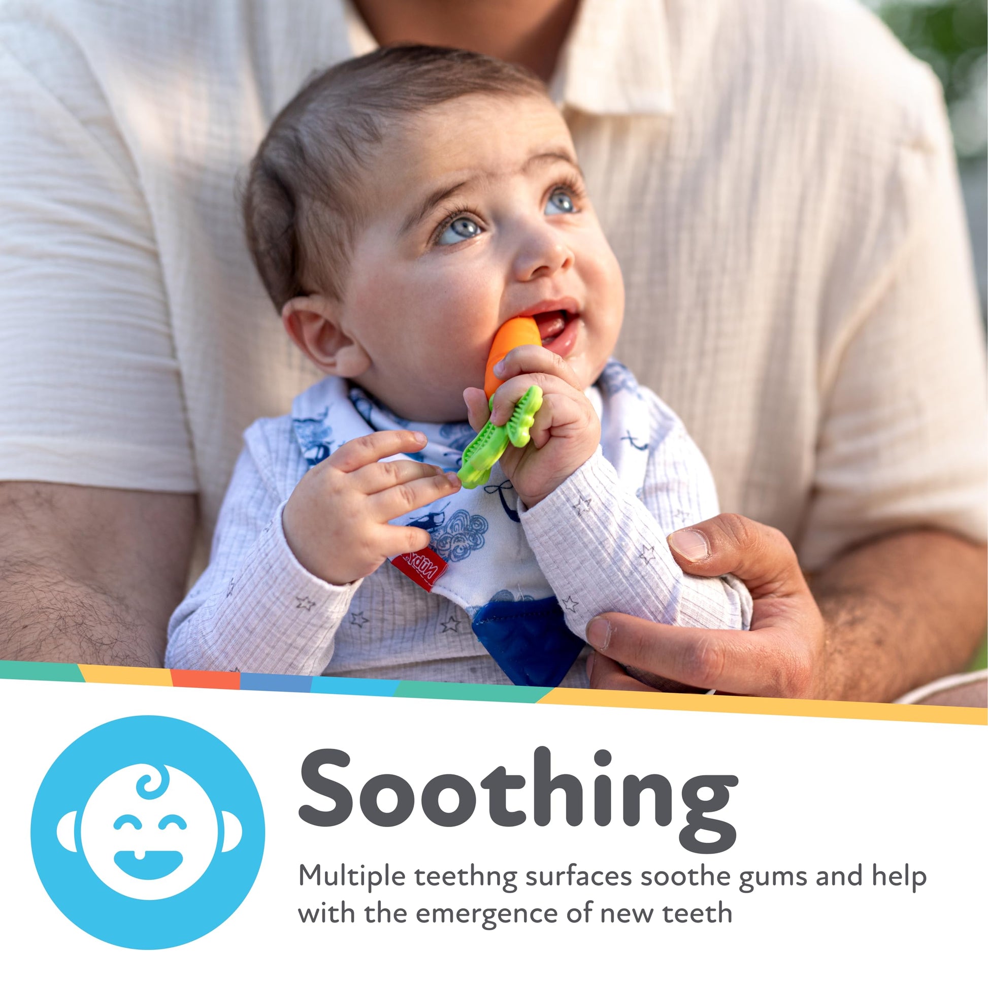 Nuby NanaNubs Banana Massaging Toothbrush and Carrot Teether - (2 Pack) Baby Teething Toys for 3+ Months