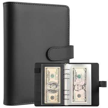 100 Pocket Currency Album - 7 × 4 inch Portable Banknotes Holder with Artificial Leather Cover Money Sleeves Storage Book for Bills Documents Tickets
