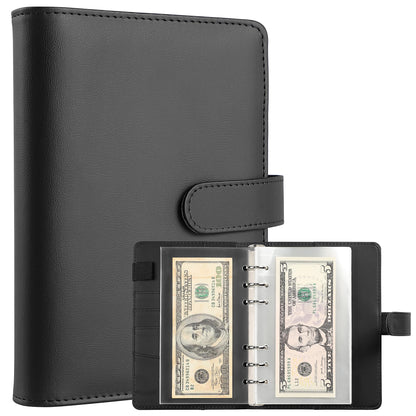 100 Pocket Currency Album - 7 × 4 inch Portable Banknotes Holder with Artificial Leather Cover Money Sleeves Storage Book for Bills Documents Tickets