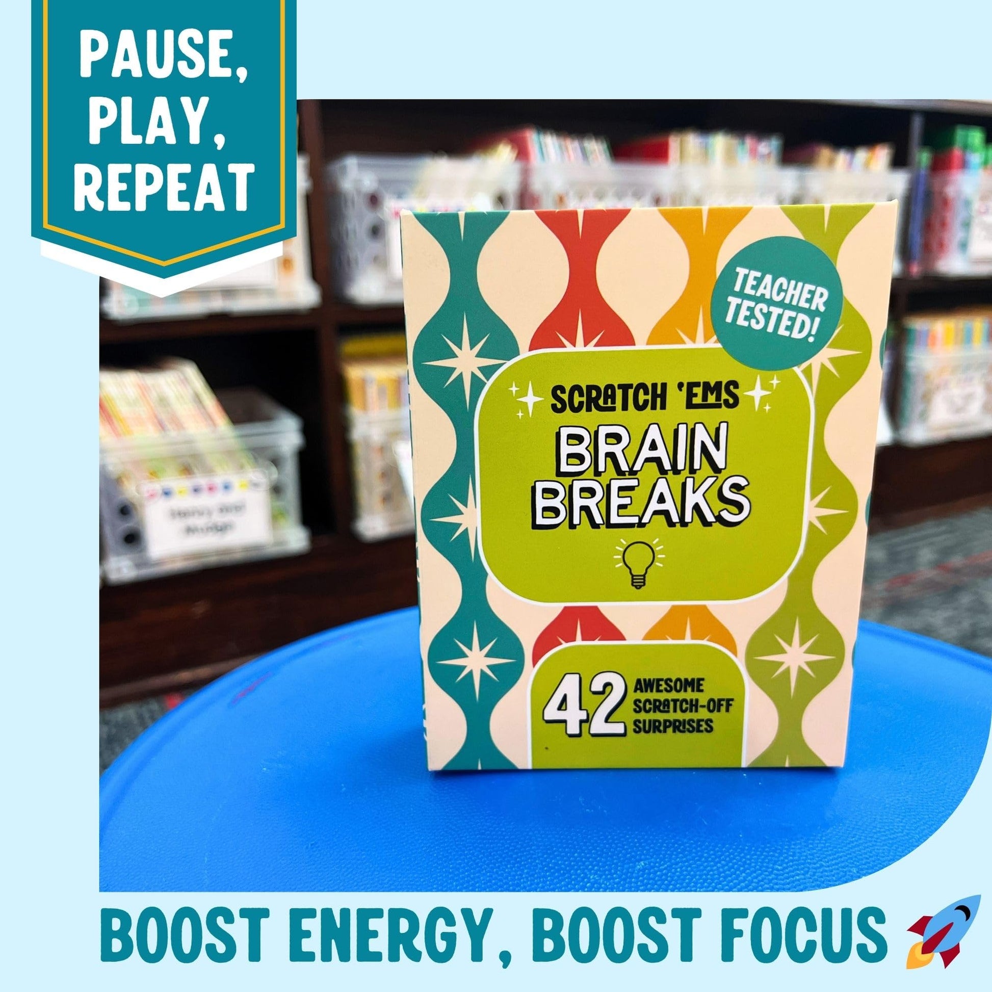 Scratch 'Ems Brain Breaks Scratch Off Cards for Classroom (42 Cards) | Fun Scratch Cards for Teachers & Students | Screen-Free Classroom Engagement