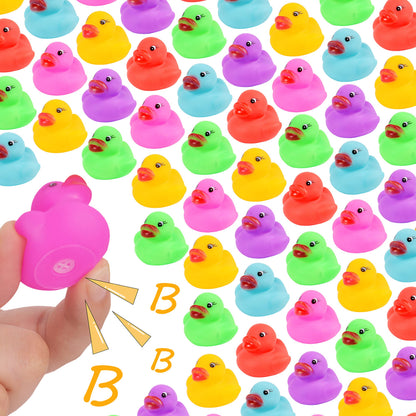 54-Pack Mini Rubber Ducks Set, Mini Colorful Rubber Duckies Bath Toy for Child,Float & Squeak Tiny Ducks Pool Toy Set for Kids Party Favors,Birthday