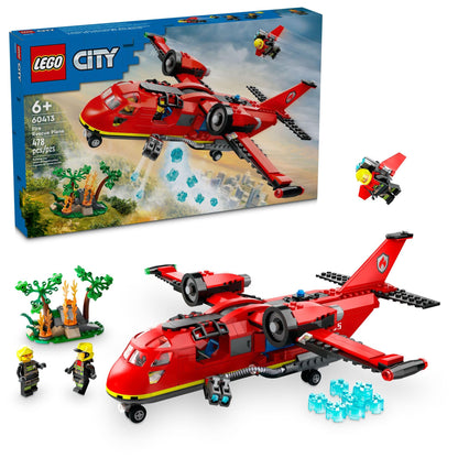 LEGO City Fire Rescue Plane Toy for Kids and Fans of Firefighter Toys, Fun Birthday Gift Idea for Boys and Girls Ages 6+ who Love Airplane Toys