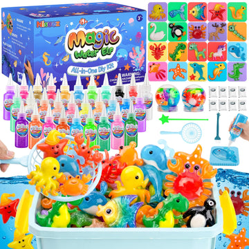 Nisuez Magic Water Elf Toy Kit for Kids, 30 Colors Magic Gels & 20 Molds, Water Gel Kit, Water Squishy Making Kit, Crate Your Own Magic Elf Kits Water