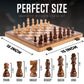 15 Inch Magnetic Wooden Chess Set for Adults & Kids - Folding Travel Chess Board with Handcrafted Staunton Pieces, Extra Queens, and Storage Slots