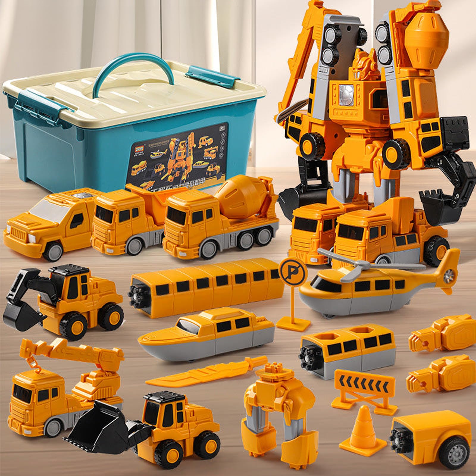 Tlsic Magnetic Transform Engineering Car Assembled Toys with Storage Box, Toys for Toddlers 3-4 Magnetic Blocks for Kids Age 3-5 4-8 Outdoor Toddler