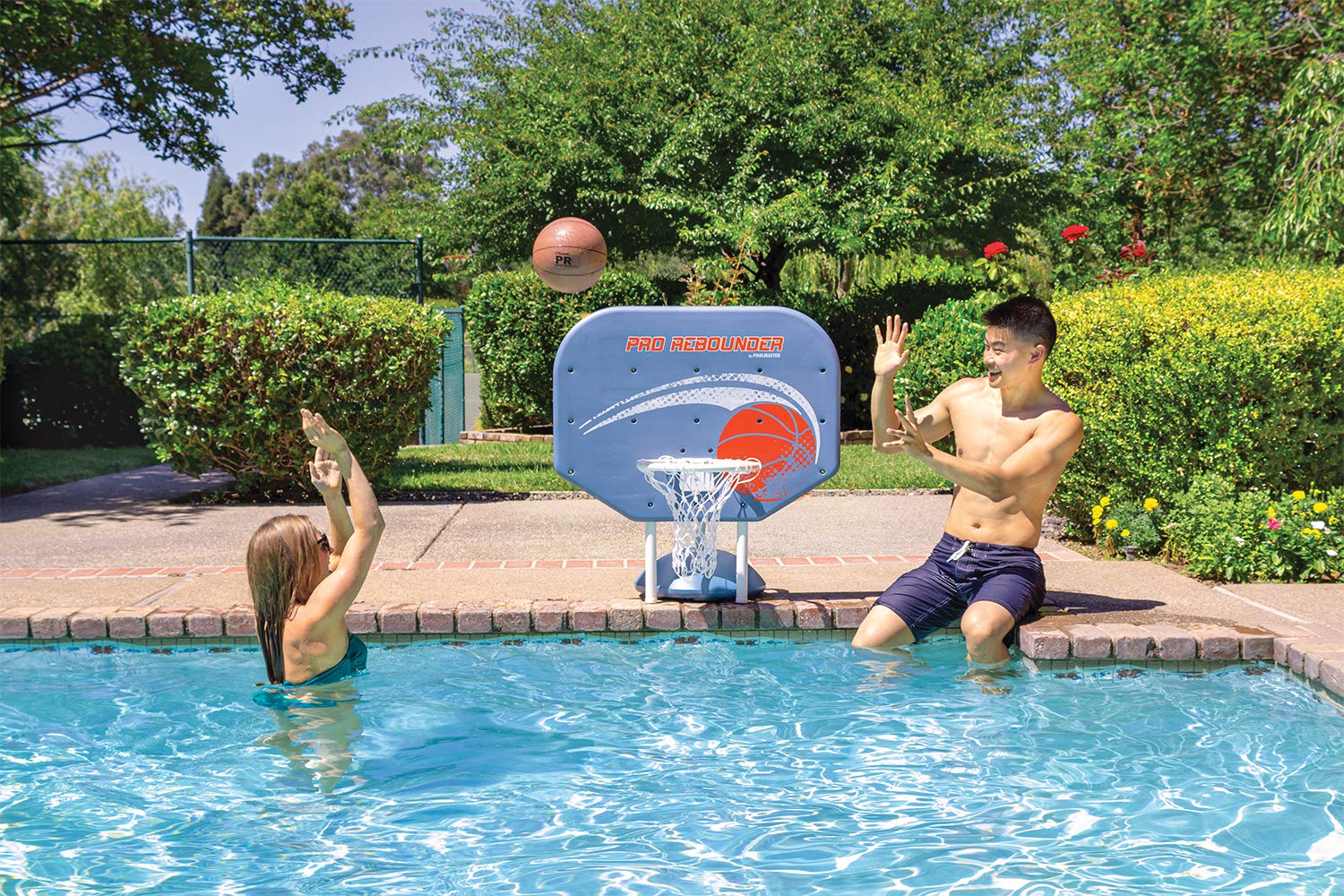 Poolmaster Classic Pro Rebounder Poolside Basketball Hoop Set For Swimming Pool Games