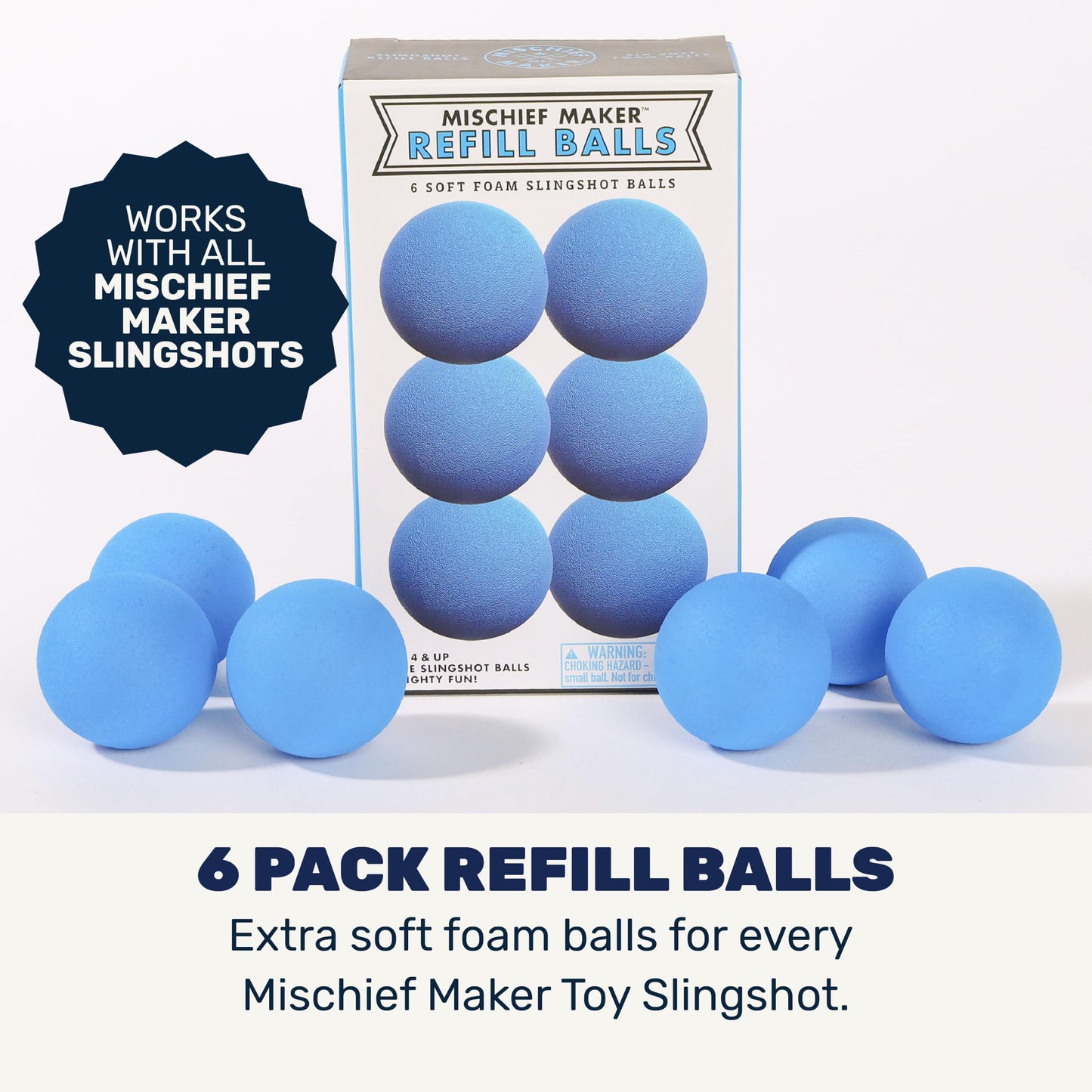 Mighty Fun! Mischief Maker® Toy Slingshot Foam Balls Refill Pack - Made from EVA Foam - Colorful Soft Foam Balls for Sling Shot Toys - Boys and Girls