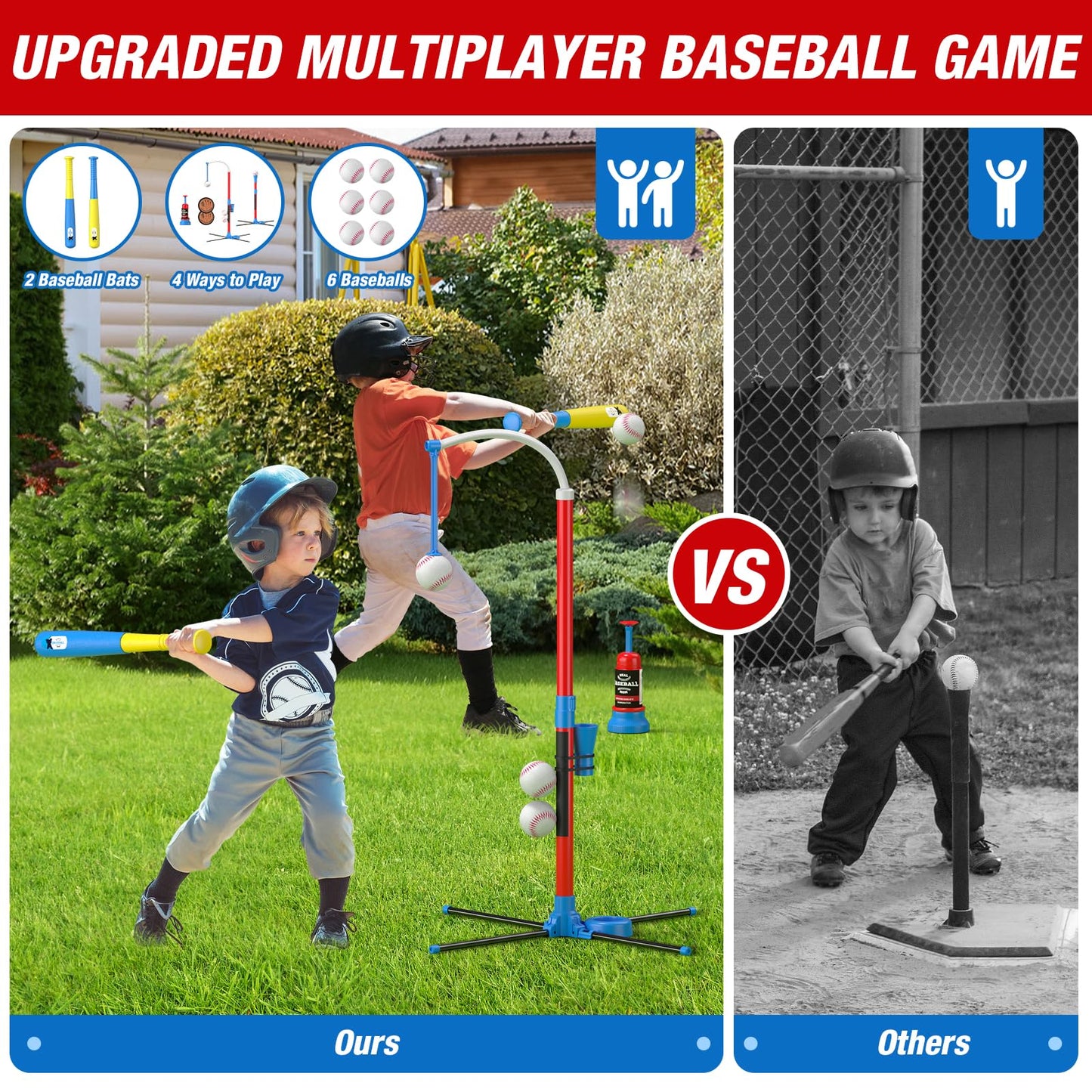 QDRAGON 4 in 1 Tball Set for Kids 3-5 with Toss and Catch Ball Set