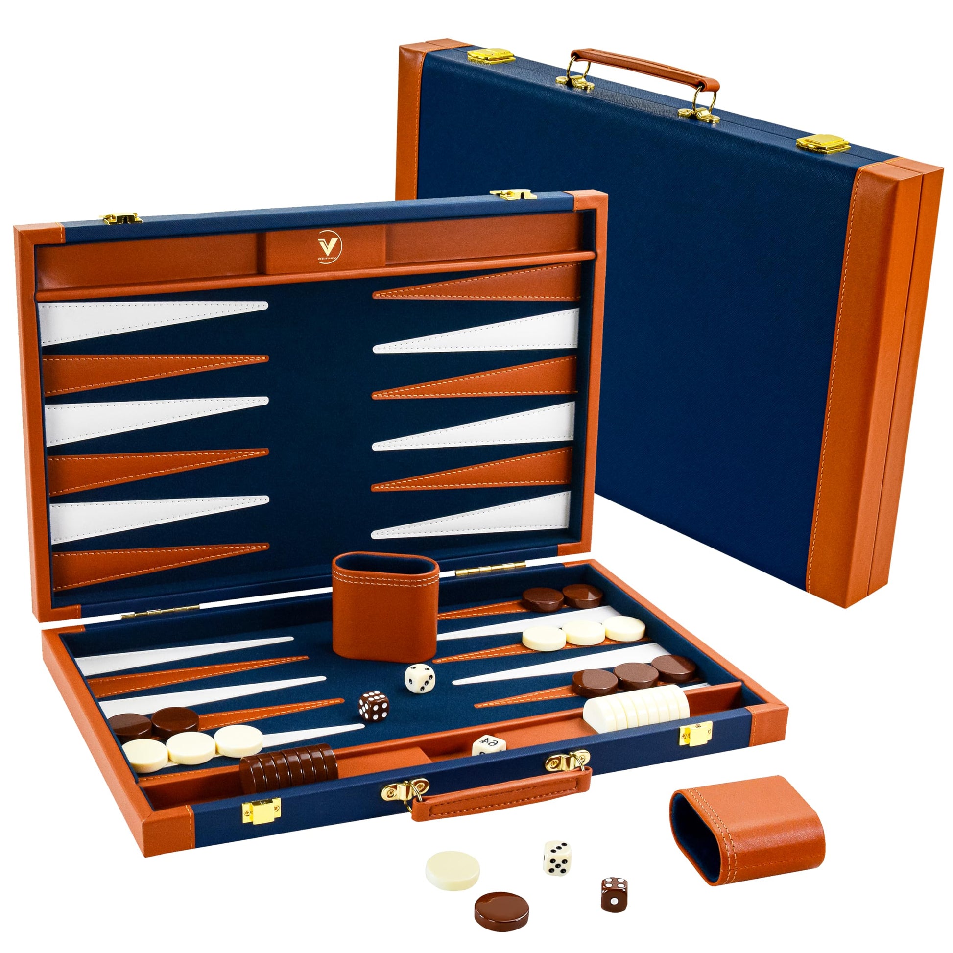 Premium Backgammon Sets for Adults, 17.5 Inch Large Backgammon Board Games, Portable PU Leather Travel Backgammon Set - Classic Board Strategy Game
