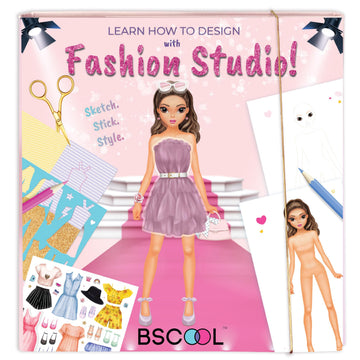 BSCOOL Fashion Studio Dress Up, Drawing, Coloring. Little Designer Creativity Book for Kids 4 and Up with Stickers, Stencils, Textures - Creative