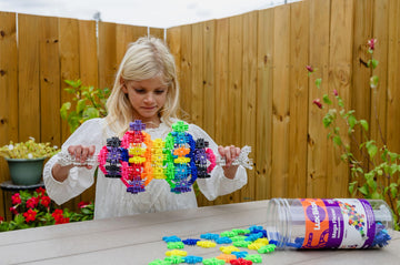 Lux Blox Mega Flexer Rainbow Building Set - 143 Piece Flexible STEM Construction Toy for Kids Ages 6+ | Fidget Sensory Toy | STEAM Learning Blocks |