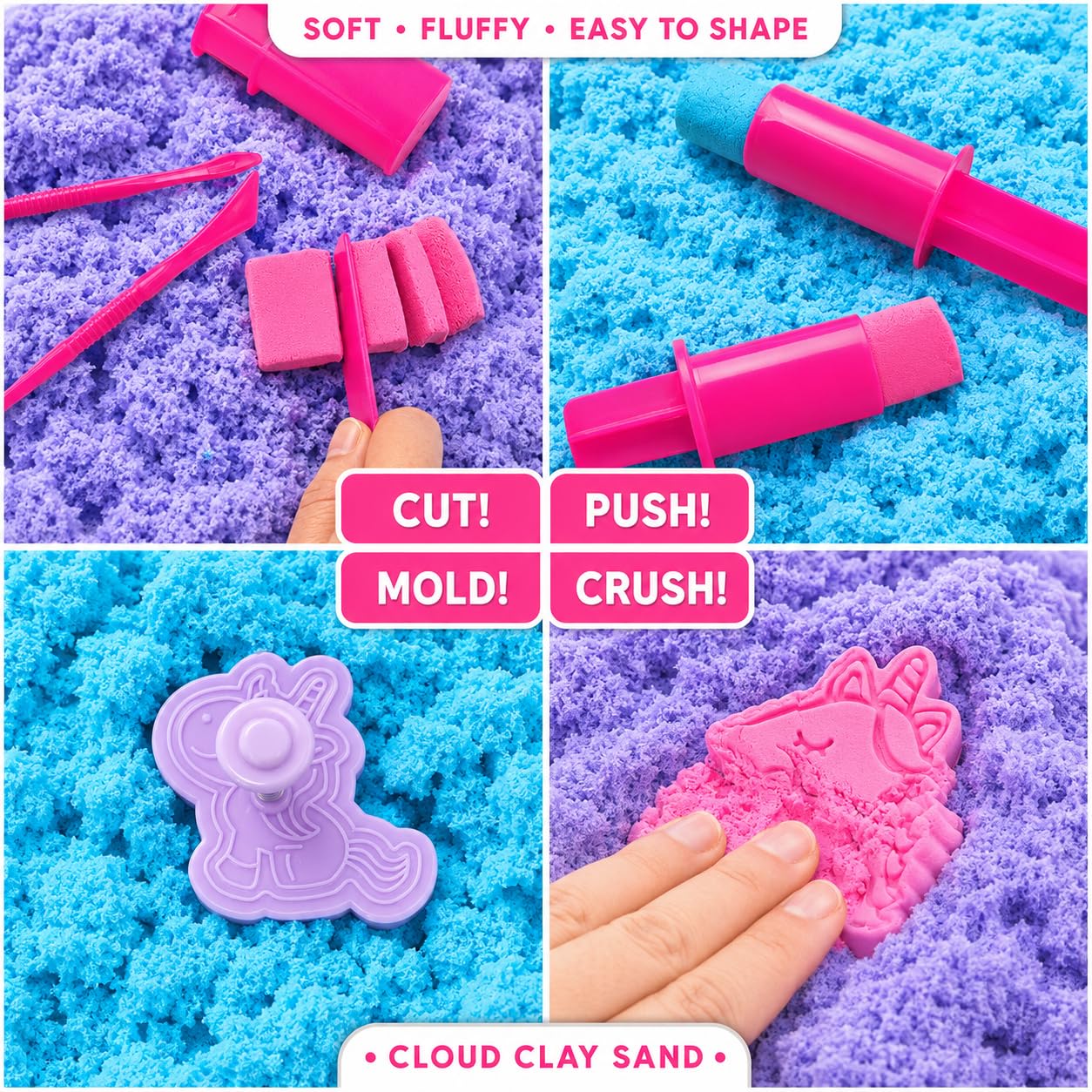 Carolart Unicorn Cloud Sand Sensory Kit, Sand Toys for Kids, Play Sand