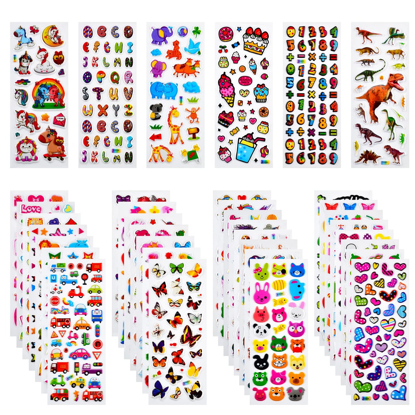 Habett 3D Stickers for Kids & Toddlers, 920+ 3D Puffy Stickers 36 Different Sheets Including Animals, Letters, Numbers, Dinosaurs, Cars and More