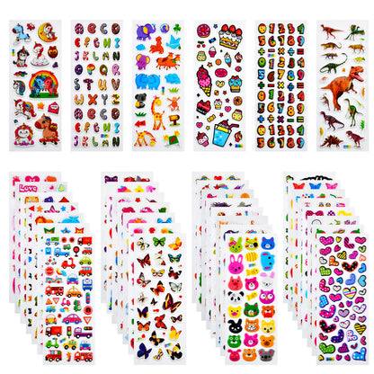 Habett 3D Stickers for Kids & Toddlers, 920+ 3D Puffy Stickers 36 Different Sheets Including Animals, Letters, Numbers, Dinosaurs, Cars and More