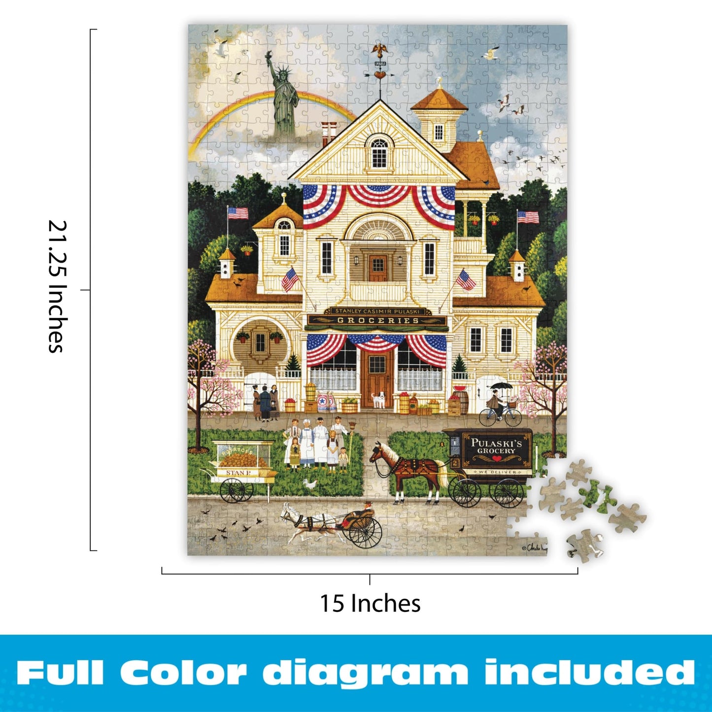 Buffalo Games - Charles Wysocki Lady Liberty Americana 500 Piece Puzzle