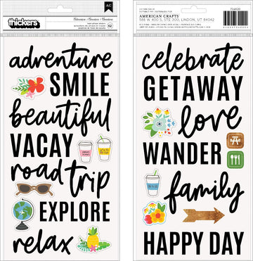 Thickers Chasing Adventures Phrase & Icon Stickers - 62pcs