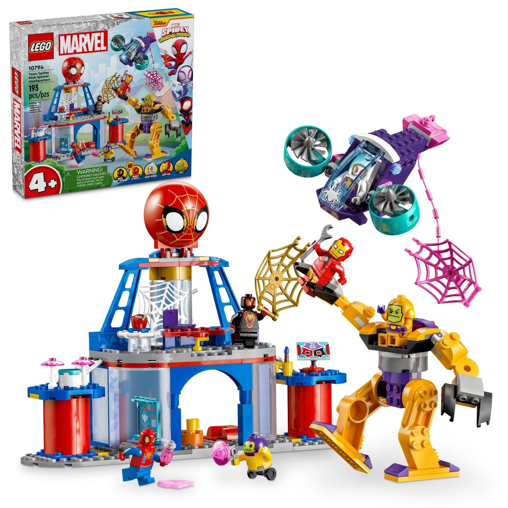 LEGO Marvel Team Spidey Web Spinner Headquarters Building Toy - Pretend Play Spidey and His Amazing Friends Toys Playset for Boys & Girls, Ages 4+