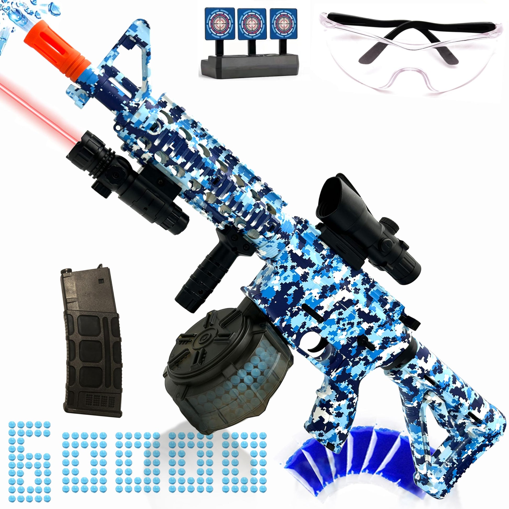 ZoffyFabrizio Large Gel Splat Blaster, Splatter Blaster,Blue Gel Splat Blaster for Outdoor Games Toys for Activities Team Game- Ages 14 +