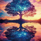 Larkipuzz Colorful Starry Night Tree Jigsaw Puzzle 1000 Piece for Adult, Beautiful Galaxy Nature Landscape Jigsaw Puzzles, Aesthetic Plant Pretty