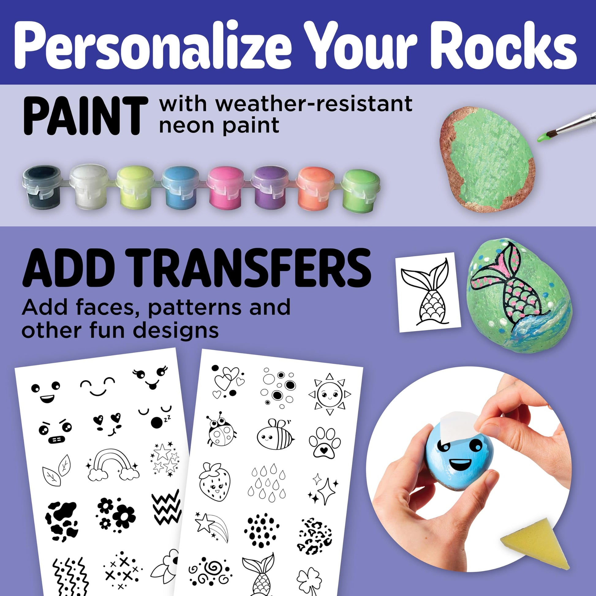 Creativity for Kids Chalk n' Rock Bucket Kit | Draw Chalk Designs and Paint 20 Rocks | Fun DIY Sidewalk Art and Outdoor Activity for Kids | Summer