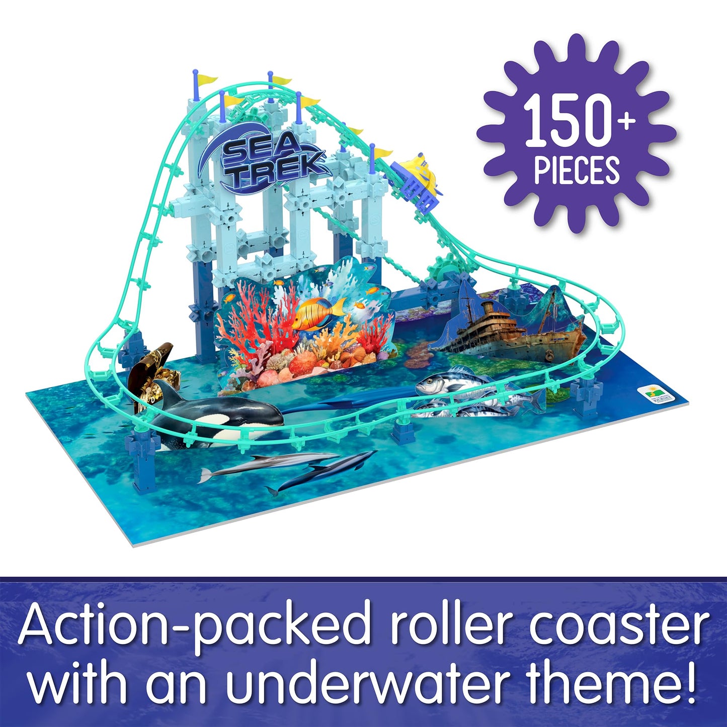 The Learning Journey International Techno Trax Sea Trek , Roller Coaster Building Kit, STEM Gift for Boys and Girls Age 8+, 150+ pc Set
