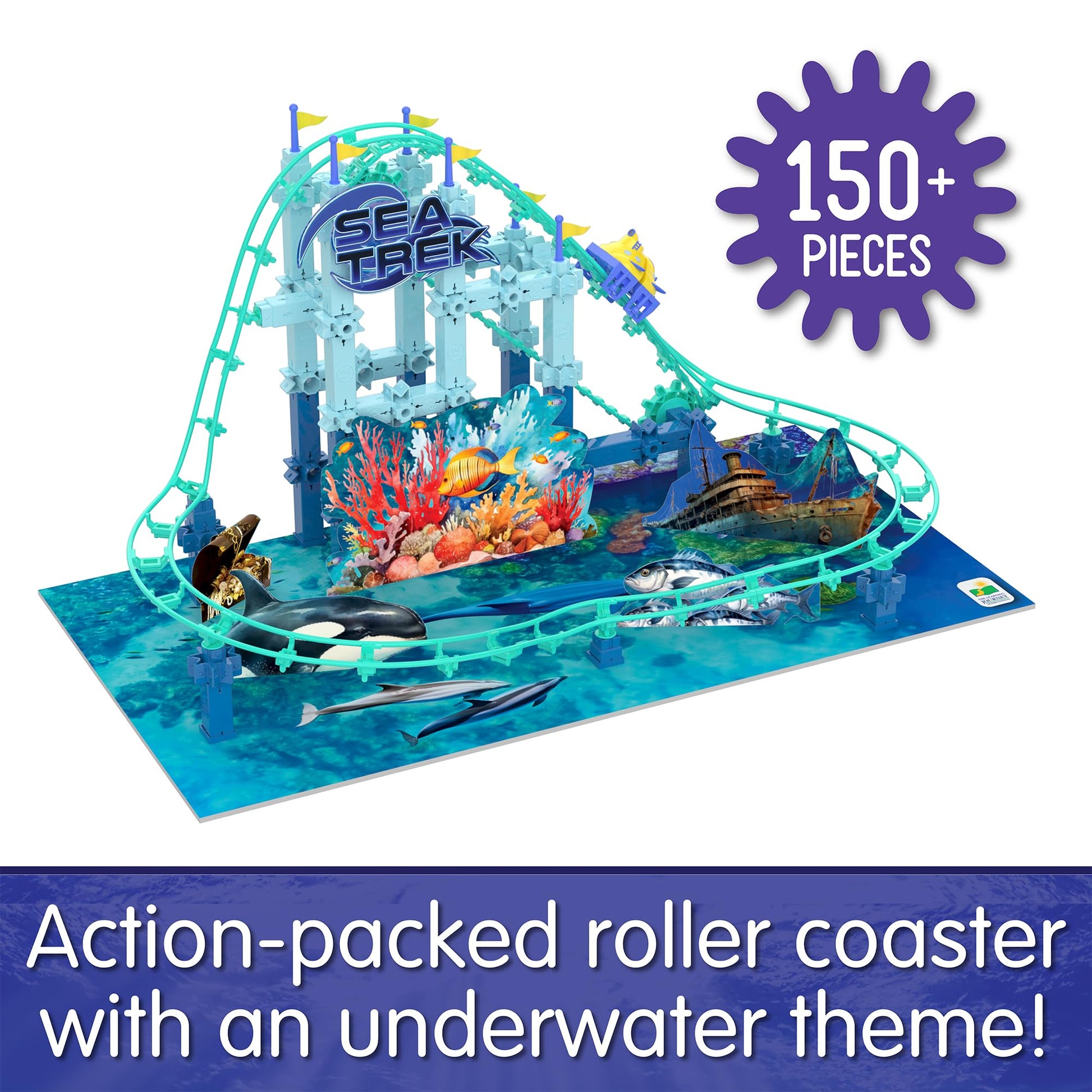 The Learning Journey International Techno Trax Sea Trek , Roller Coaster Building Kit, STEM Gift for Boys and Girls Age 8+, 150+ pc Set