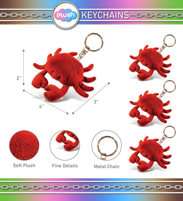 Puzzled Red Crab Plush Keychain Stuffed Animal Toy - Soft Ocean Life Animal Crab Charm Keyring, Cute Decorative Plush Toy Accessory For Kids Bag