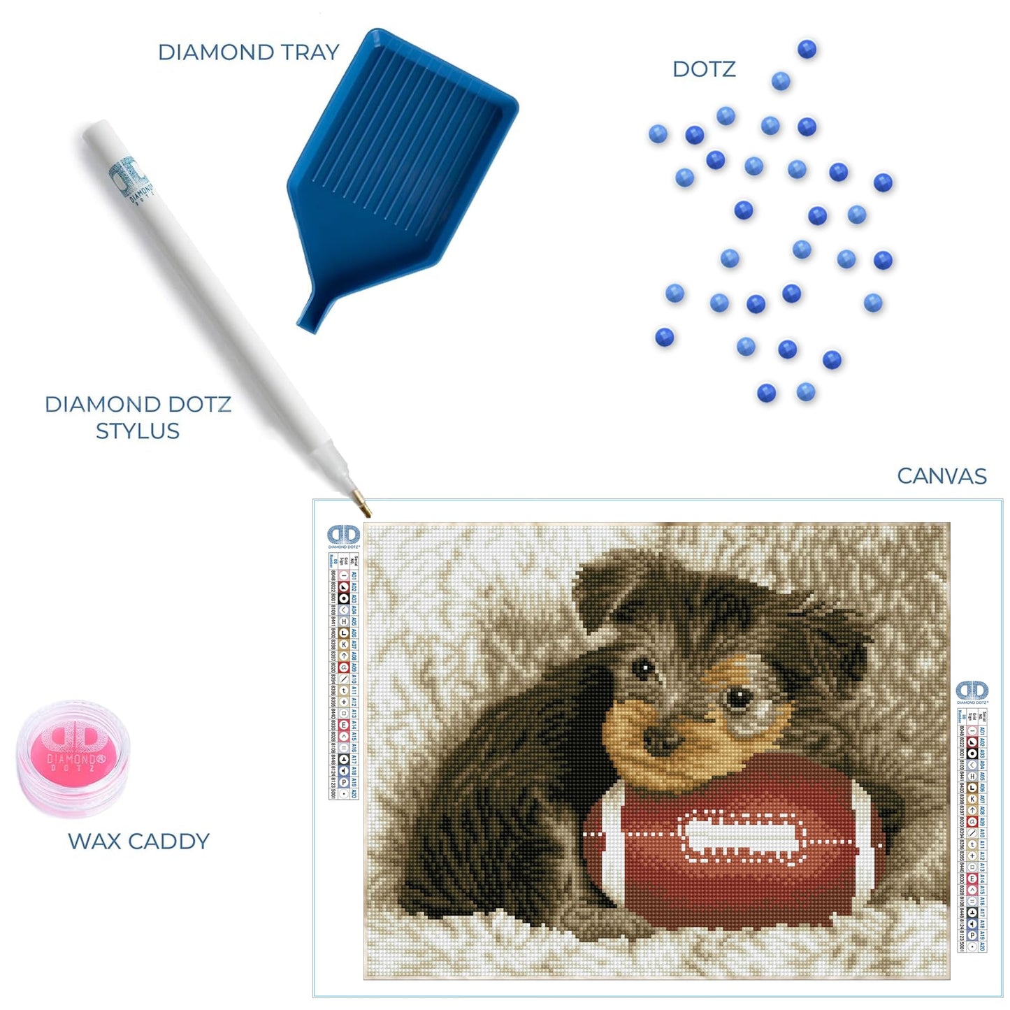 DIAMOND DOTZ Footy Pup Diamond Painting Kits for Adults - Diamond Art Kits a Relaxing Creative Craft Kit with Dotz Gems 12.2x16.1