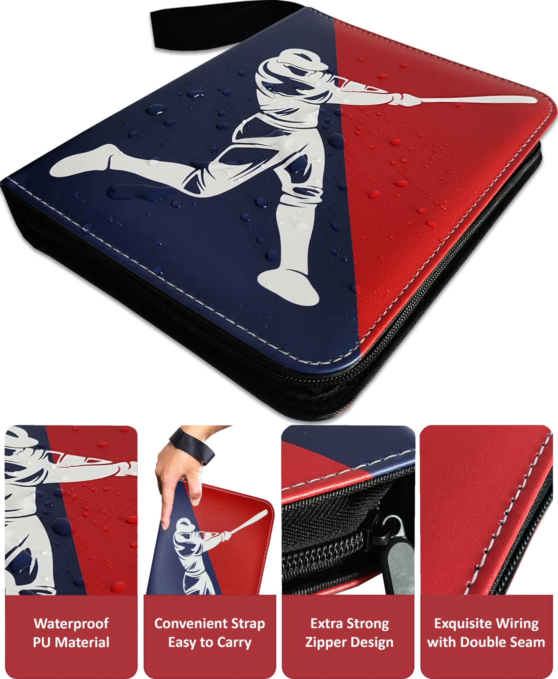 Baseball Card Binder 900 Pockets with 50 Protective Sleeves, Large Baseball Binder 9 Pocket, Premium Trading Cards Holder 3 Ring Zipper, Sport