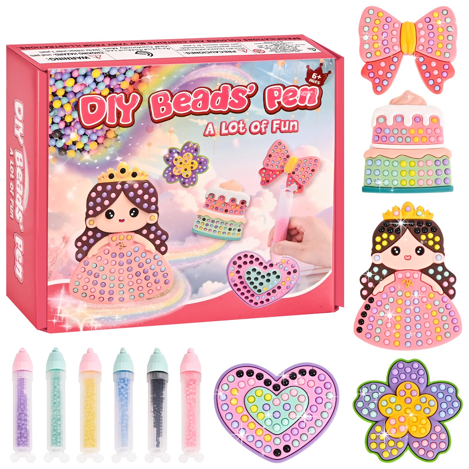 YoFellas DIY Bead Art & Mosaic Kit for Kids Ages 6-12 - Complete Craft Set with Bead Pens, Colorful Templates, and Fun Stencils - Creative Arts