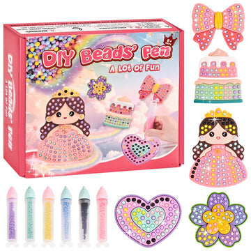 YoFellas DIY Bead Art & Mosaic Kit for Kids Ages 6-12 - Complete Craft Set with Bead Pens, Colorful Templates, and Fun Stencils - Creative Arts
