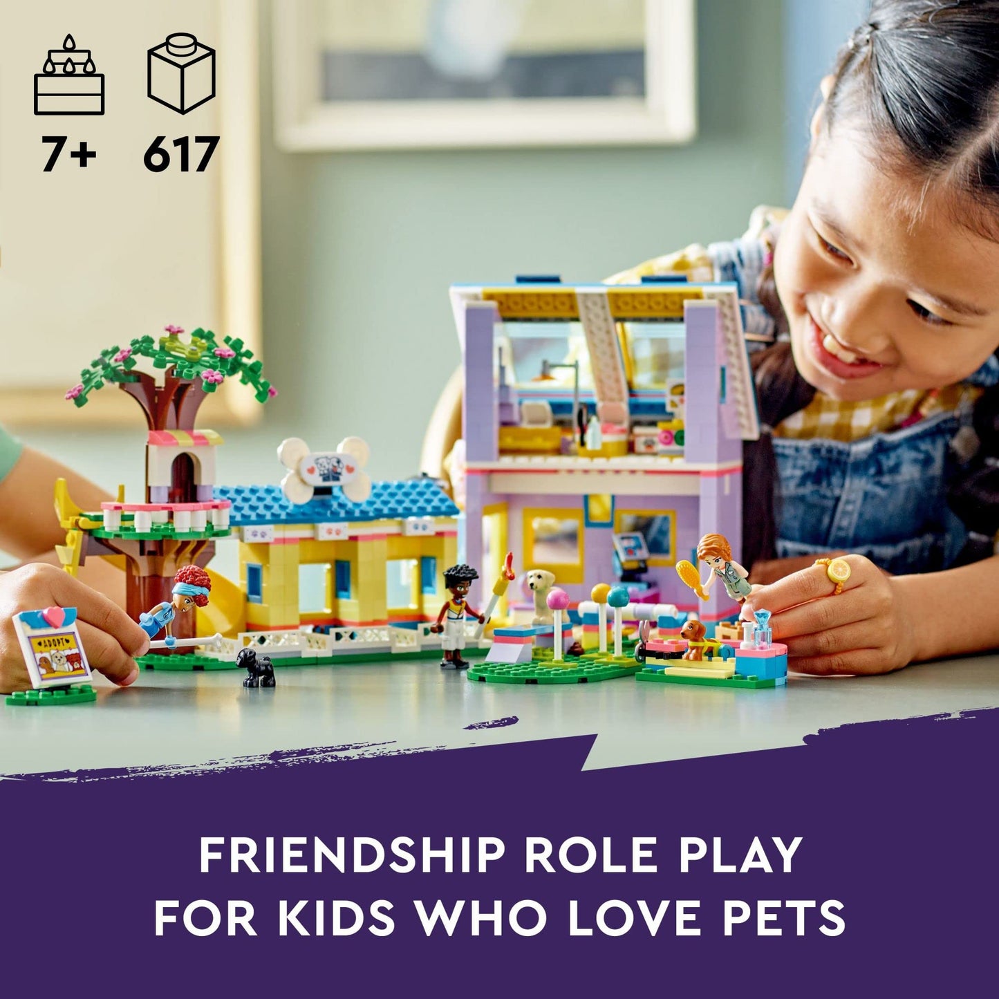 LEGO Friends Dog Rescue Center 41727, Pet Animal Playset for Kids Ages 7 Plus Years Old with 2023 Series Characters Autumn and Zac Mini-Dolls, Toy Vet