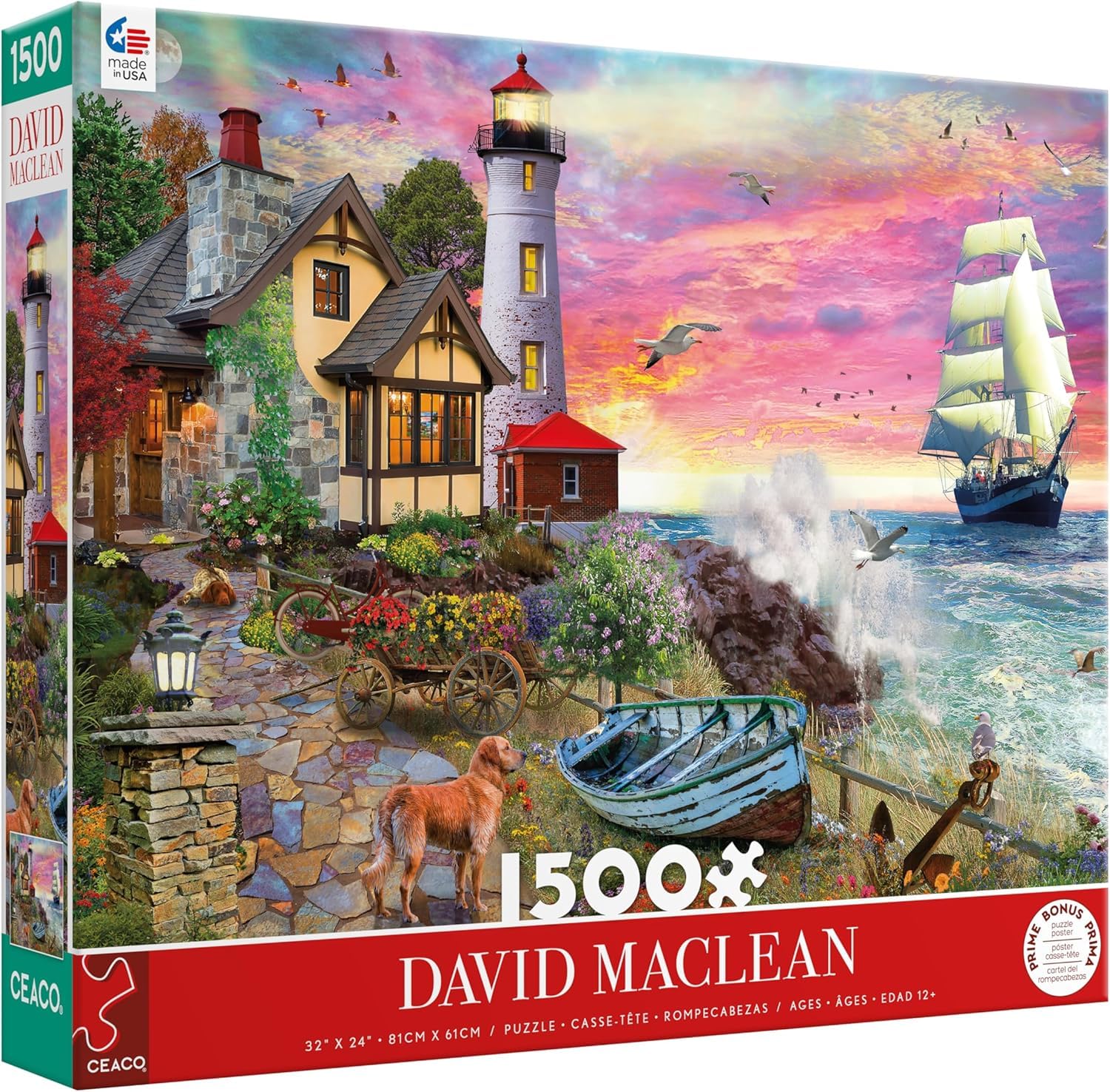 Ceaco - David Maclean - Crashing Waves - 1500 Piece Jigsaw Puzzle - Colorful Puzzle for Adults - Precision-Cut Pieces, Beautiful Artwork, and Hours