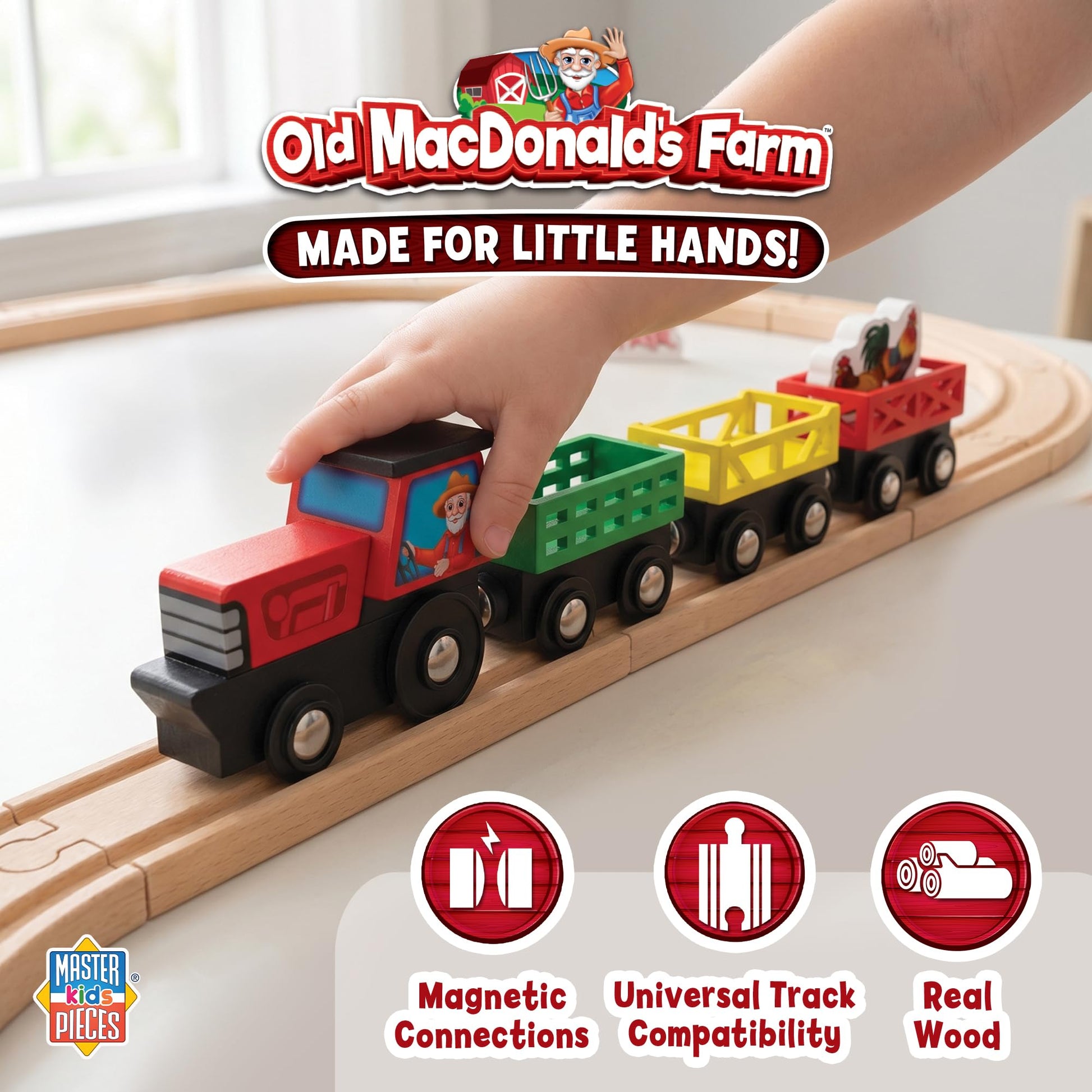 MasterPieces Wood Train Sets - Old Macdonald 18 Piece Train Set