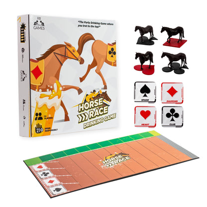 RB Games Horse Race Drinking Game - Fun Adult Party Game with Cards and Game Board - Great for College Parties, Game Nights, Bachelor/Bachelorette