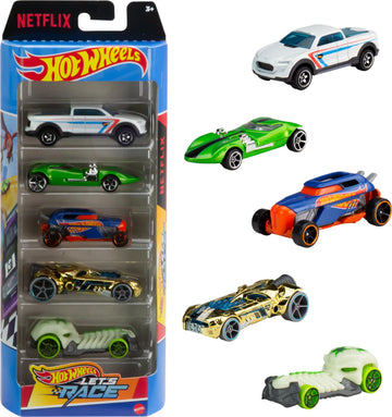 Hot Wheels Toy Cars & Trucks 5-Pack, Set of 5 Die-Cast Vehicles from The Animated Netflix Series Let’s Race!