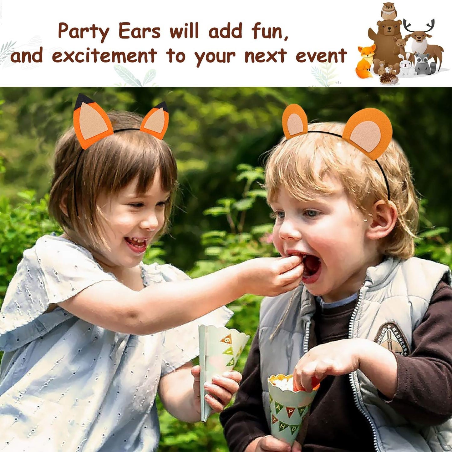 13PCS Woodland Animal Headbands Forest Friend Wild One Camping Theme Felt Ears Headbands For Woodland Creature Theme Baby Shower Birthday Party Favors