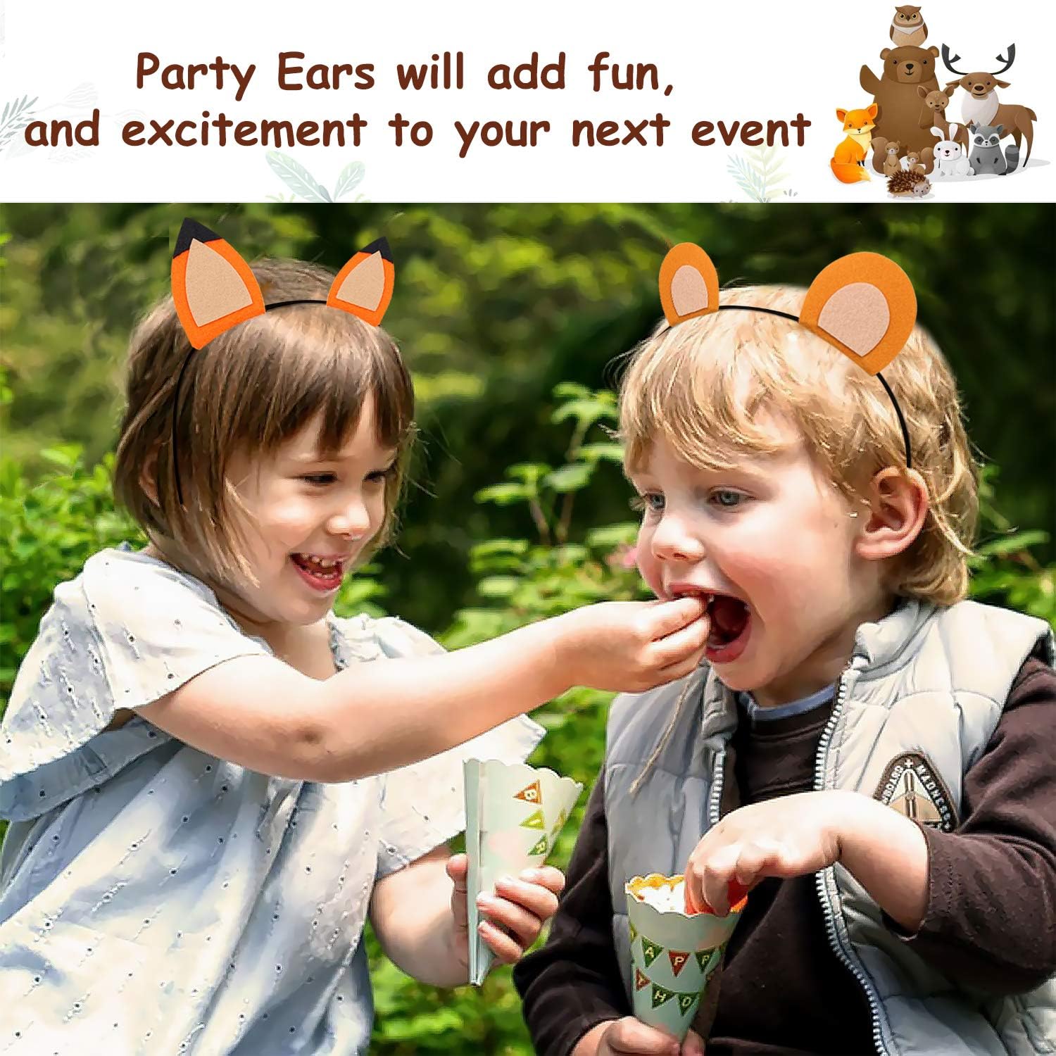 13PCS Woodland Animal Headbands Forest Friend Wild One Camping Theme Felt Ears Headbands For Woodland Creature Theme Baby Shower Birthday Party Favors