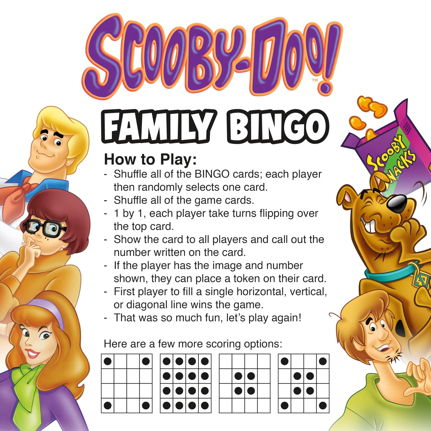 Aquarius Scooby-Doo Family Bingo Game - Officially Licensed Party Game for Kids and Adults Ages 8+, 2-18 Players - Gift for Teens